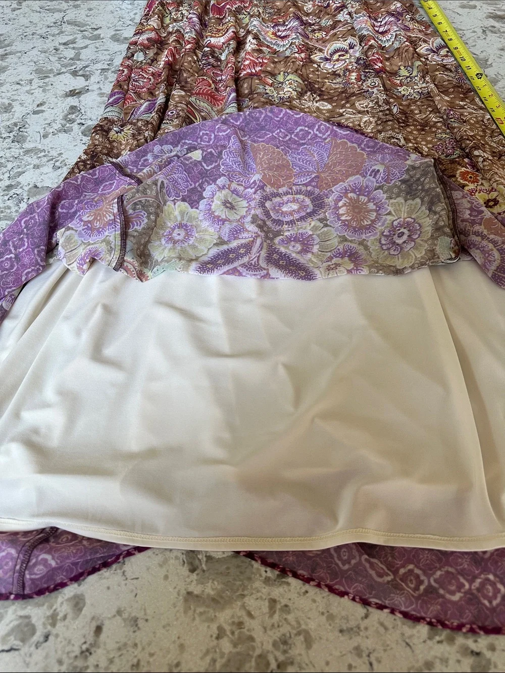 Chico's Brown Floral V-Neck Maxi Dress with Purple Border - Picture 9 of 9